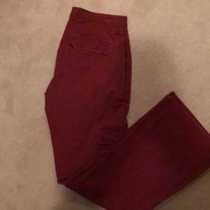 Maroon cargo pocket flare leg pant